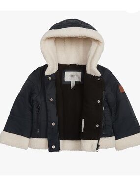 LONDON FOG Girls Heavyweight Sherpa jacket, Black, Large 14-16, NWT